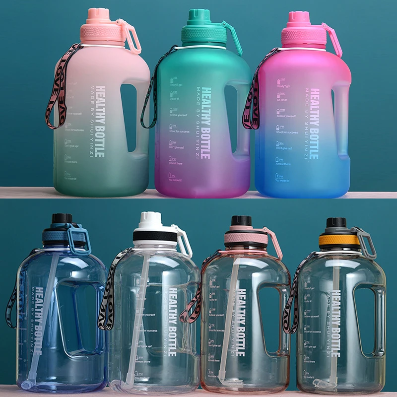

Hot Sports Water Bottle 2.2L Large Capacity Water Cup Outdoor Fitness Portable Straw Big Water Bottle Plastic Ton Barrel