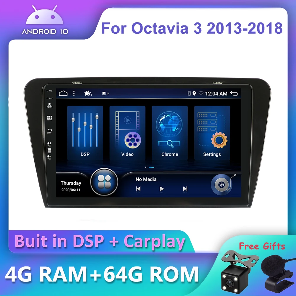 

Bosion Android 10 DSP CarPlay Car DVD Radio Multimedia Player For Skoda Octavia 3 A7 2013-2018 2 din GPS Navigation DSP IPS AHD