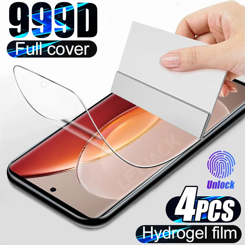 

4Pcs Full Curved Hydrogel Film for Vivo X90 X80 X70 Pro Plus X Note Screen Protector for Vivo iQOO 11 10 9 8 Pro Protective Film