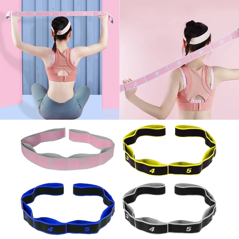 

Yoga Pull Strap Belt Nylon Yoga Elastic Stretching Band 8 Loop Yoga Strap Pilates Gym Fitness Exercise Resistance Band