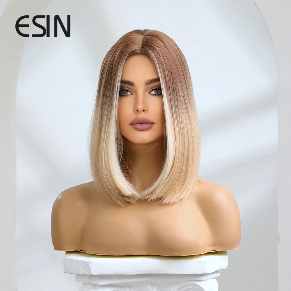 ESIN модные элегантные синтетические волосы смешанные белый светлый средней длины