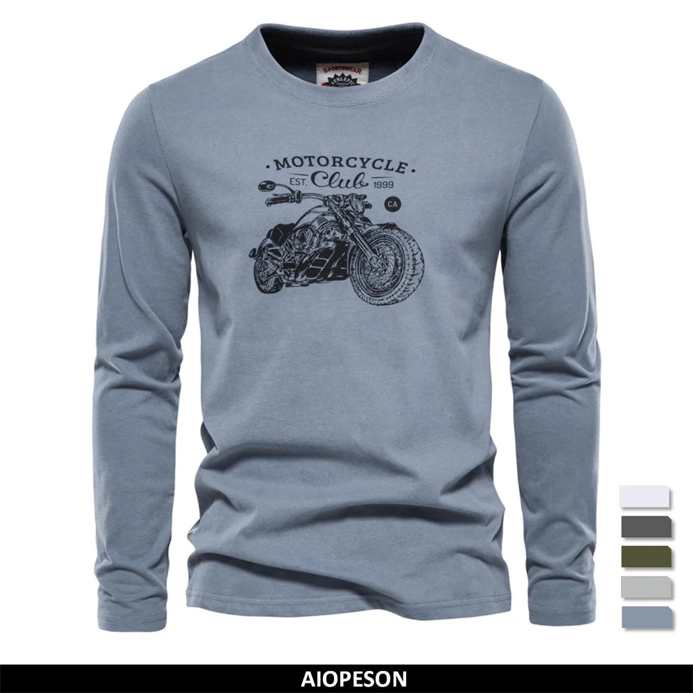 

Футболка мужская с круглым вырезом, длинным рукавом, из натурального хлопка