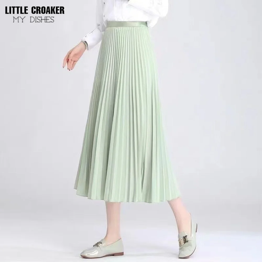 

Pleated Skirt Women's 2022 New Summer High Waist Drape Umbrella Skirt Mid-length Slim A-line Skirt Female Fashion Faldas Clothes