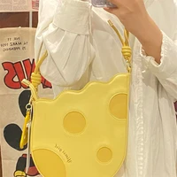 cute tote bag new handbag cheese pattern shoulder bag for girls women pu casual candy color bag ladies female luxury designer