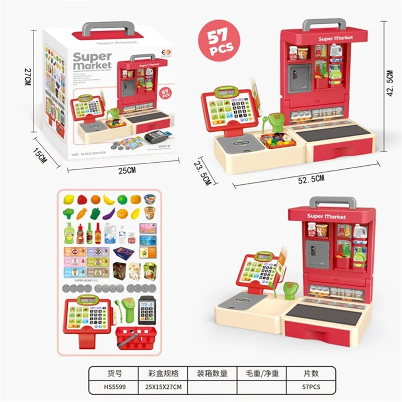 

Детская игра для ролевых игр, развивающая игрушка, имитация супермаркета, детские игрушки для покупок для девочек, подарок на день рождения,...