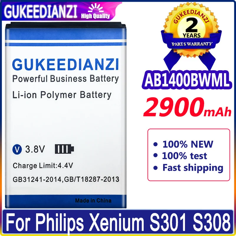 

new high quality 2900mAh AB1400BWML Battery For PHILIPS S308 CTS308 S308R S301 Mobile Phone Batteria + Tracking Number