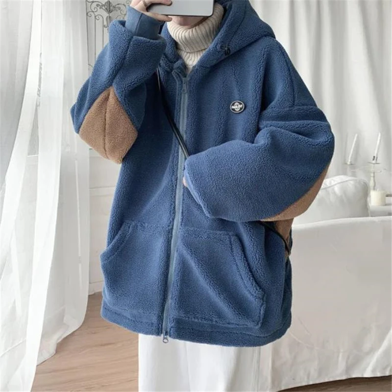 

Chic Men Warm Coats Polar Fleece Autumn Winter New Arrival Loose Hoodies Male Streetwear Hip Hop Hooded Tops Abrigos De Hombre