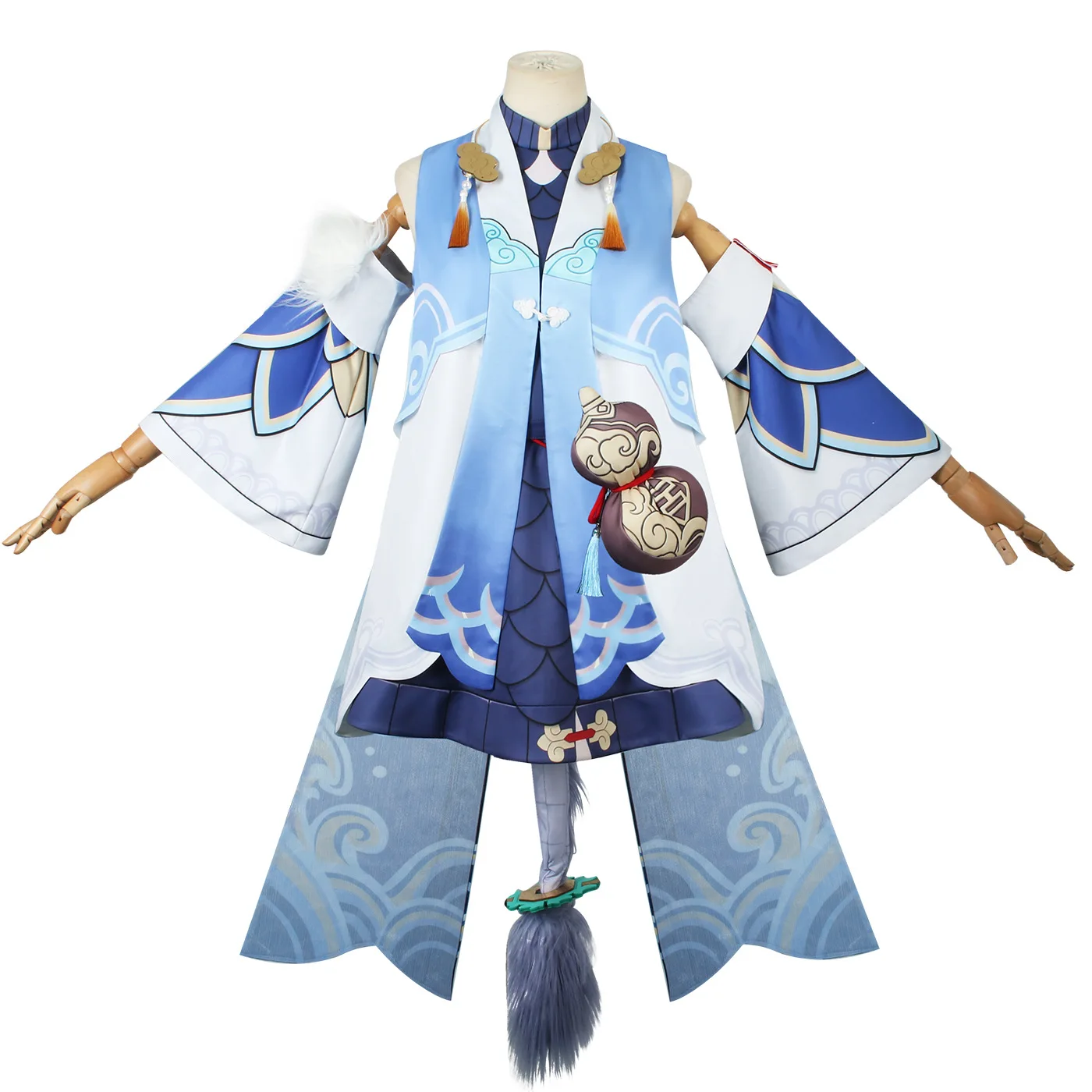 

Парики для косплея унисекс, полный комплект из аниме игры Honkai: Star Rail Bailu, костюмы на Хэллоуин с текстурированной тканью, аксессуары