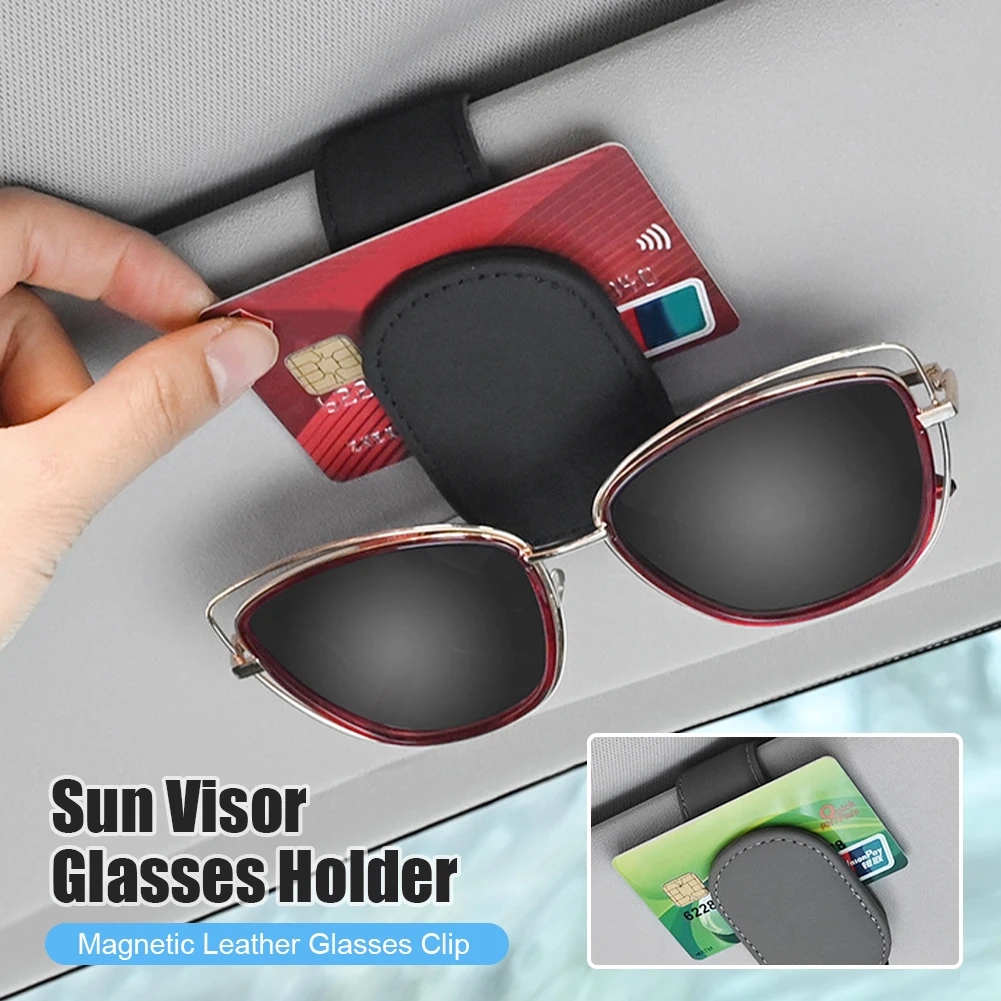 

Universal Sunglasses Holders for Car Sun Visor Magnetic Glasses Clip Leather Eyeglass Hanger Ticket Card Mount Auto Accessories