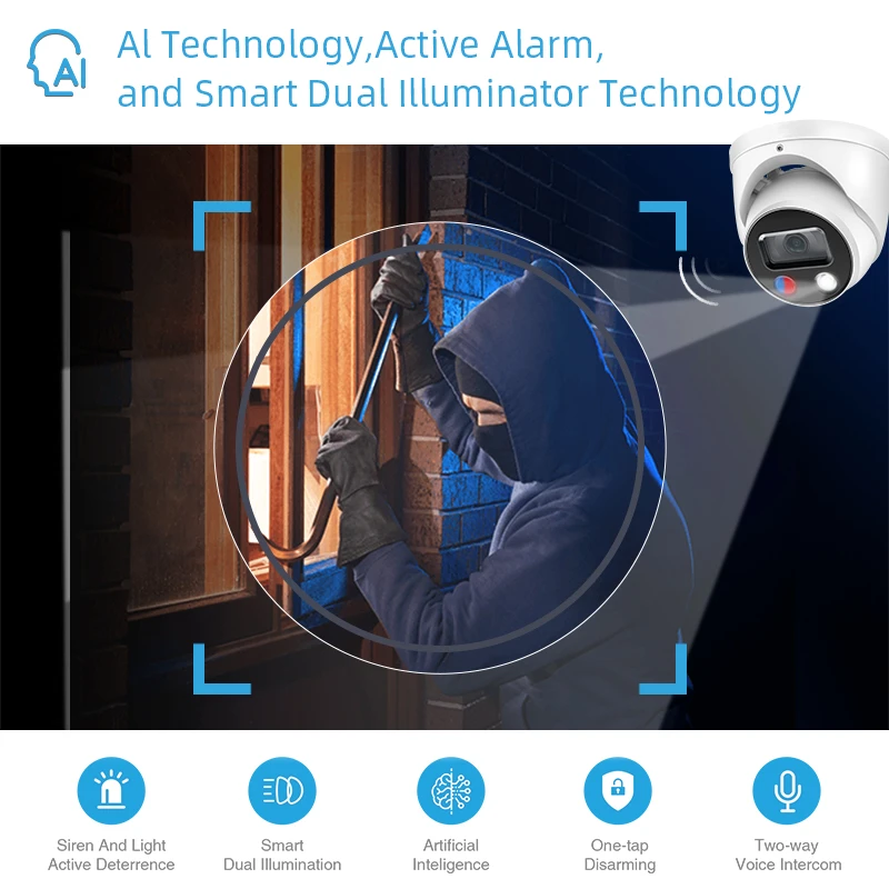 IP-камера Dahua 5 МП полноцветная WizSense активное сдерживание IPC-HDW3549H-AS-PV встроенный
