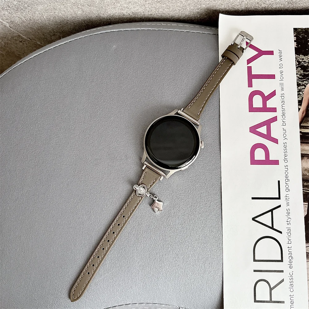 Тонкий кожаный ремешок для Samsung Galaxy Watch 6 Classic3 4 5Pro Active Amazfit Bip Huawei GT2/3 40/41/42/43/44/45/46/47 мм