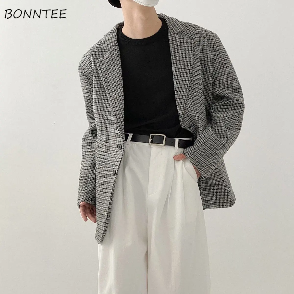 

Blazers Women Leisure Unisex Loose Simple Office Lady Temperament All-match Spring Vintage Chic Fashion Plaid Overcoats Harajuku