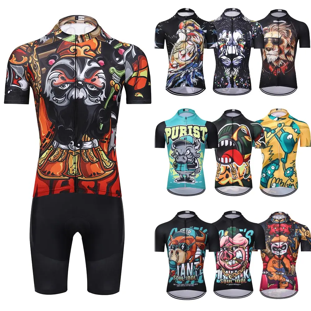 Moxilyn Cycling Jersey Sets Breathable Summer Short Sleeve Clothing Shirts With 20D Gel Padded Bib Shorts Riding Clothing Suit