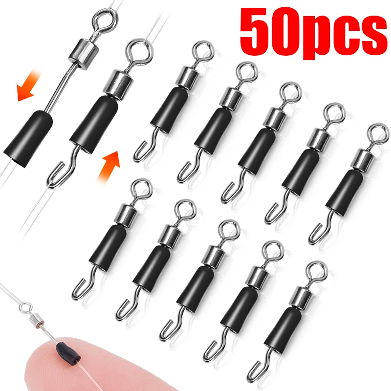 

10/30/50PCS Fishing Bearing Swivels Ball Bearing Swivel Solid Rings Fishing Connector Ocean Boat Quick Fast Link Connector Tool