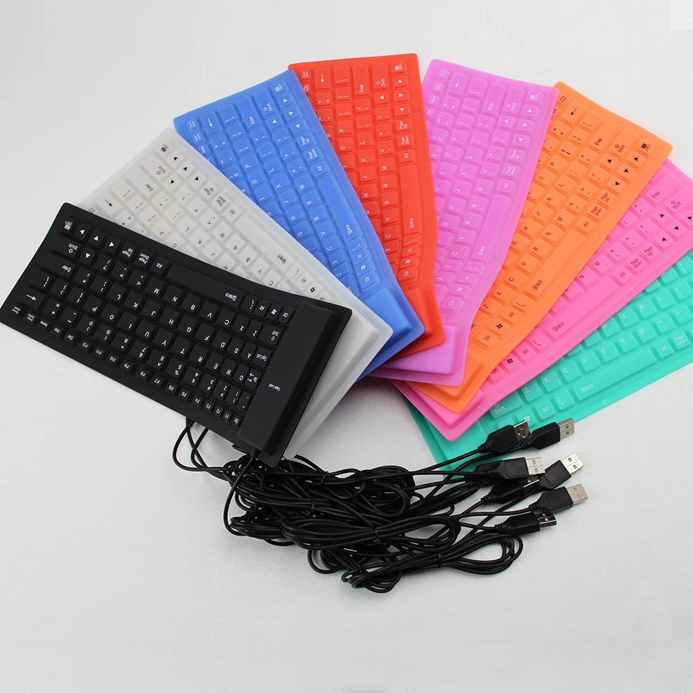 Мини 84 клавиши силиконовая клавиатура проводная USB портативная складная тихая