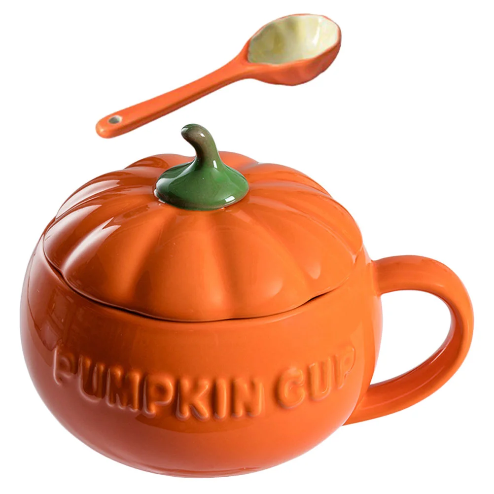 

1Set Pumpkin Sugar Jar Ceramic Sugar Bowl Pumpkin Cup Pumpkin Ceramic Cups Ceramic Cup with Spoon Cartoon Coffee Mug