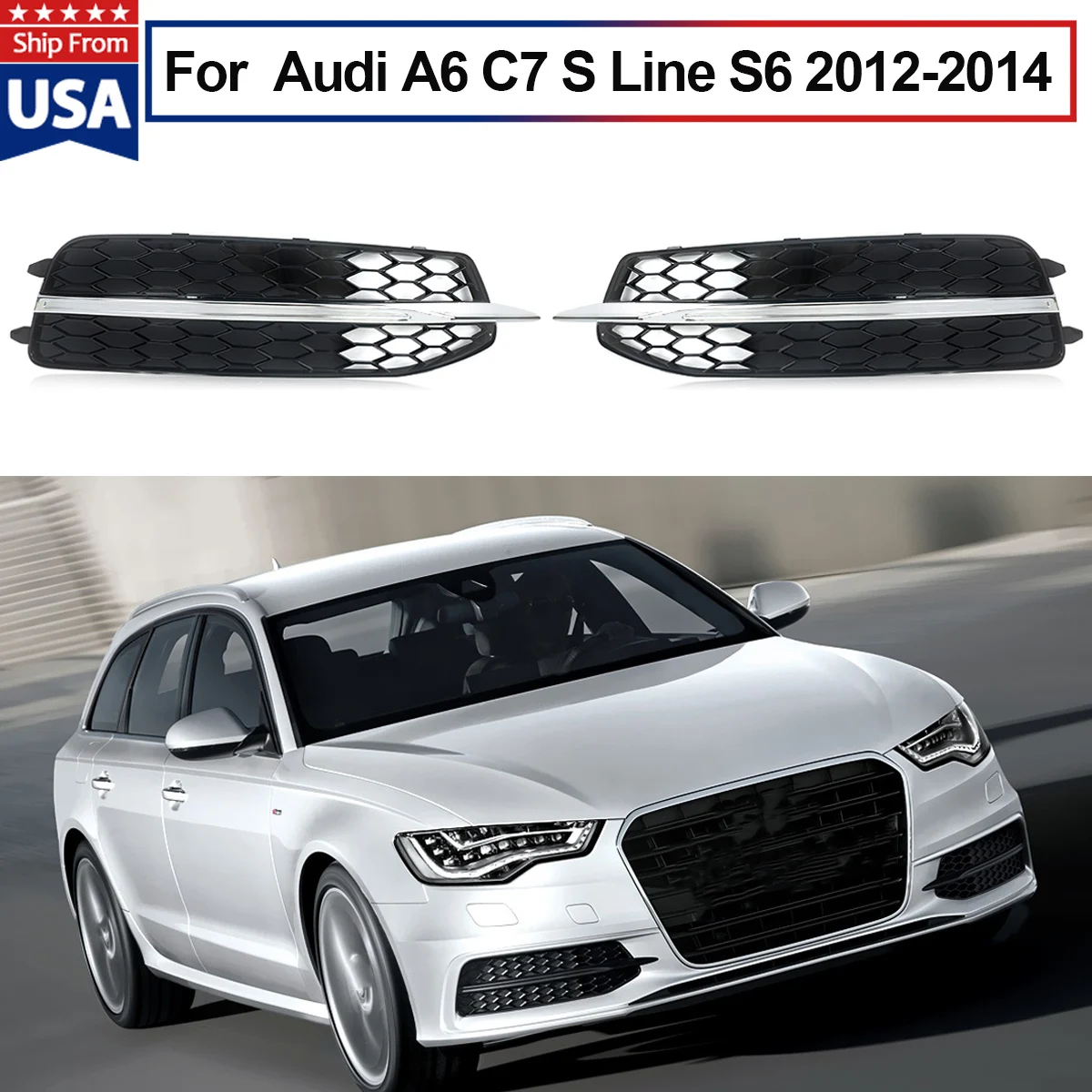 

Для Audi A6 C7 S Line S6 сот, противотуманная фоторешетка, сетчатая Обложка, рамка, отделка 2012-2014
