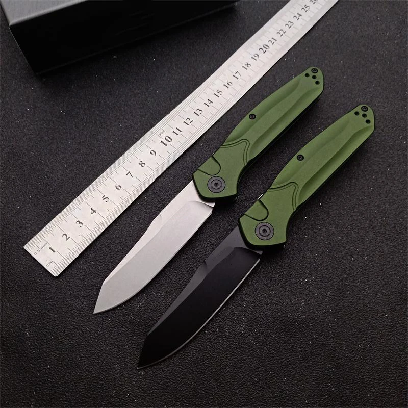 

BM 9400 Osborne Pocket Knife 3.4" S30V Black/Satin Plain Blade 60HRC Hardness Green Aluminum Handles BM9400 Camping Fruit Knife