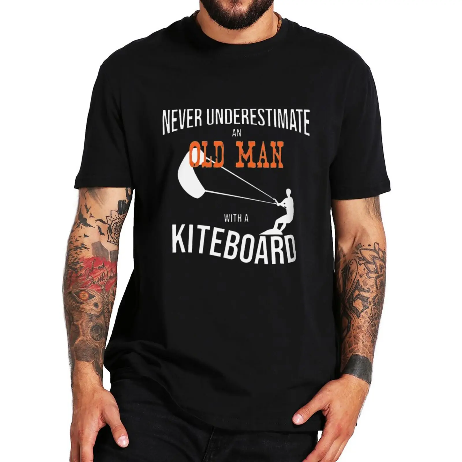 

Vintage Old Man With Kiteboard T Shirt Retro Kiteboard Lovers Dad Gifts Short Sleeve Soft EU Size 100% Cotton Unisex Casual Tops