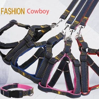 dog cat harness leash set pet adjustable vest collar dog walking chest strap collar leash suit pets dog accessories