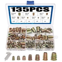 electrapick 135pcs m4m5m6m8m10 hex socket screw inserts threaded nuts type d nuts assortment tool kit for wood furniture