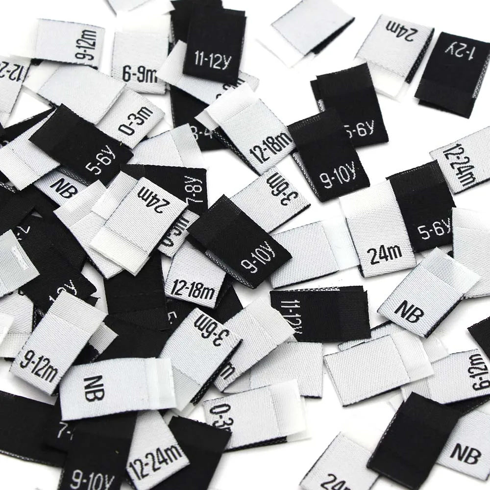 100 шт. бирки для одежды белая черная этикетка размера с номером возраста складная