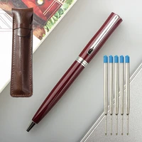 high quality 3035 smooth pu bag 5pcs refill office metal ballpoint pen new student school stationery supplies pens for writing
