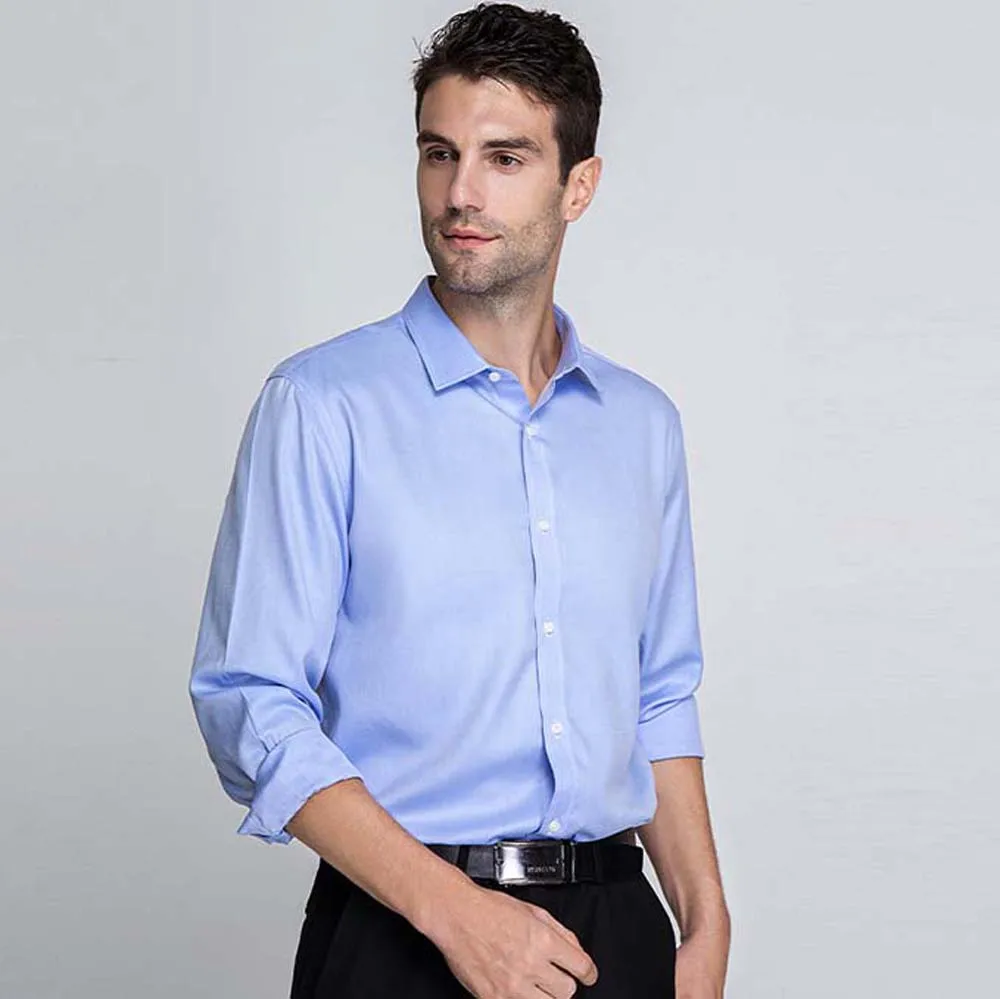 

Мужская классическая рубашка в полоску, однотонная Базовая Классическая формальная деловая рубашка с длинными рукавами, для офиса, новинка...