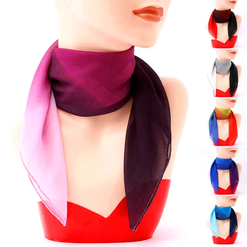 

Женские солнцезащитные Галстуки для волос шейный шарф шифоновый шарф шейный платок квадратный градиентный цвет тонкий женский Повседневный модный