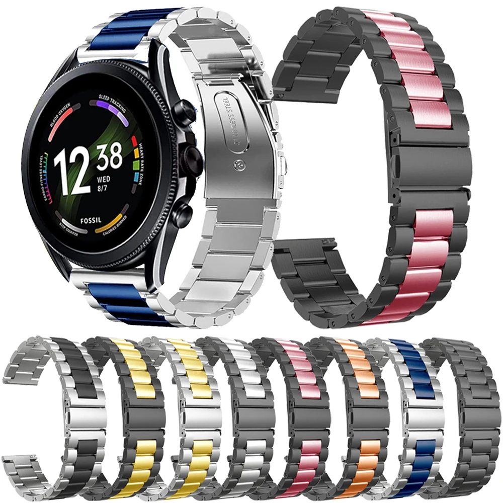 

Strap For Fossil Gen 6 44mm Watch Band For Fossil Gen 5 5E 44mm/LTE 45mm/Carlyle HR/ Metal Stainless Steel Wristbands Bracelet
