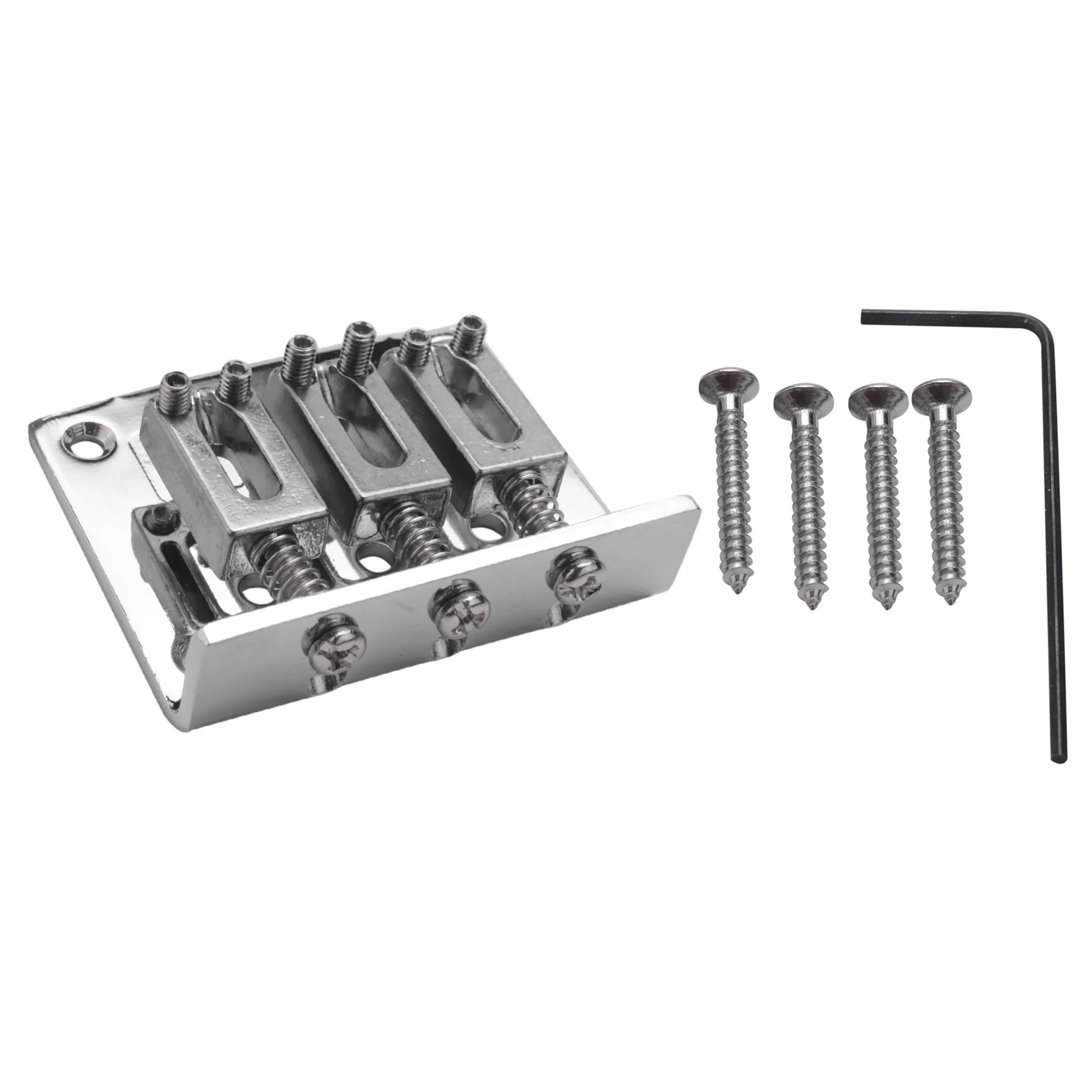 

Cigar Box Guitar Parts: 3-string Chrome Hard-tail Adjustable Bridge Silver Color