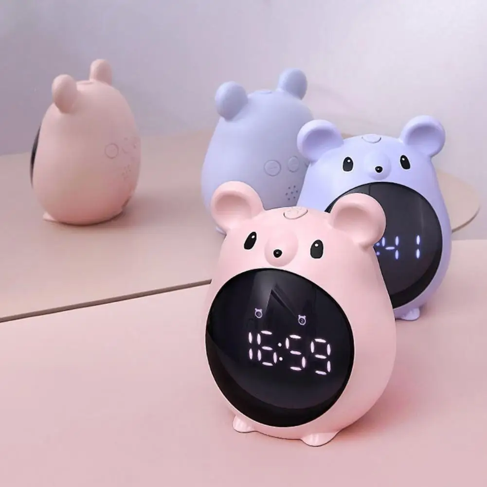 

Creative elf mouse small alarm clock cartoon digital cute LED students charge bed mini silent electronic alarm clock
