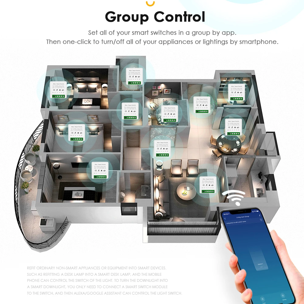 Tuya 16A Мини Wifi / Zigbee смарт-переключатель DIY 2-полосное управление реле таймер для
