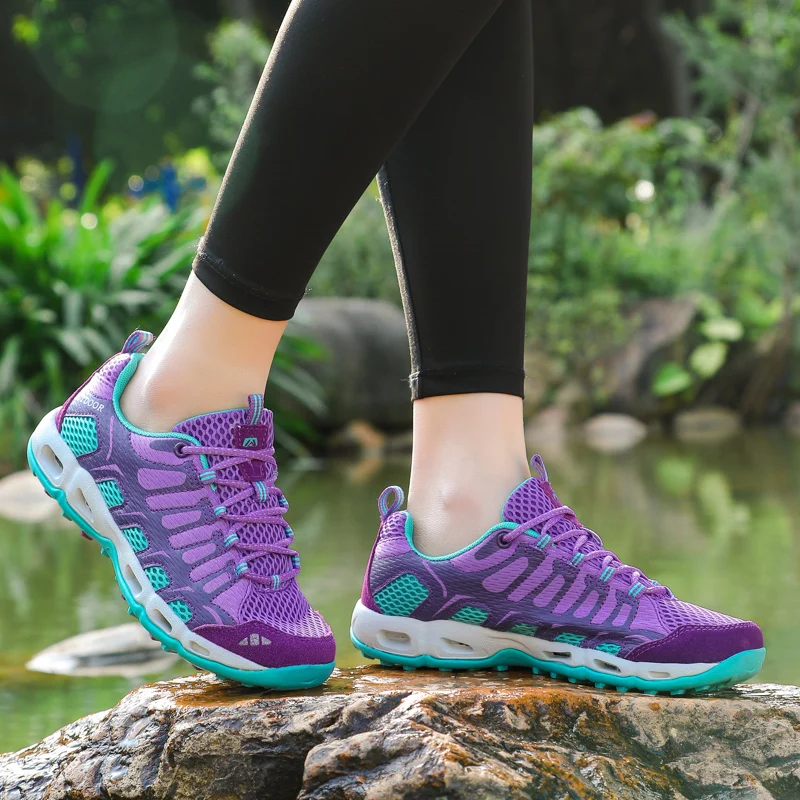 Summer Women's Hiking Sneakers Breathable Mesh Sports Upstream Shoes Women Outdoor Non slip Wading Shoes Travel Couple Sneakers
