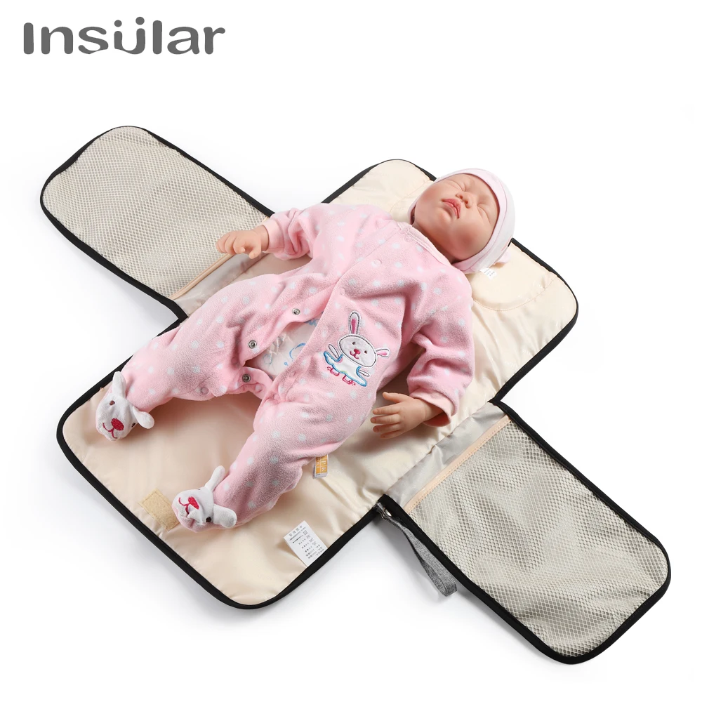 Portable Baby Changing Mat Infant Multifunction Diaper Changing Pad Newborn 2 IN 1 Waterproof Changing Pad Cover Storage Bag