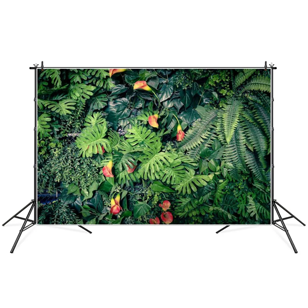 

Фотофоны на заказ с тропическими зелеными растениями цветами листьями на стену декорация для летнего праздника вечеринки Фотостудия фоны