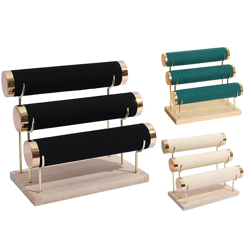 

Detachable Bracelet Holder, Three Tier Racks Jewelry Display Stand, Stylish Velvet Wrist Watch Organizer