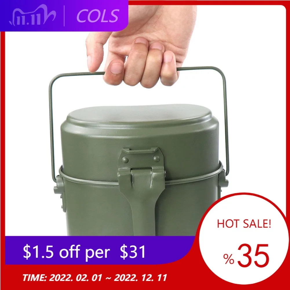 

3 In 1 Draagbare Camping Mess Kits Wandelen Kookgerei Leger Mess Kit Militaire Kok Puinhoop Kit Outdoor Survival Bento Lunch pot
