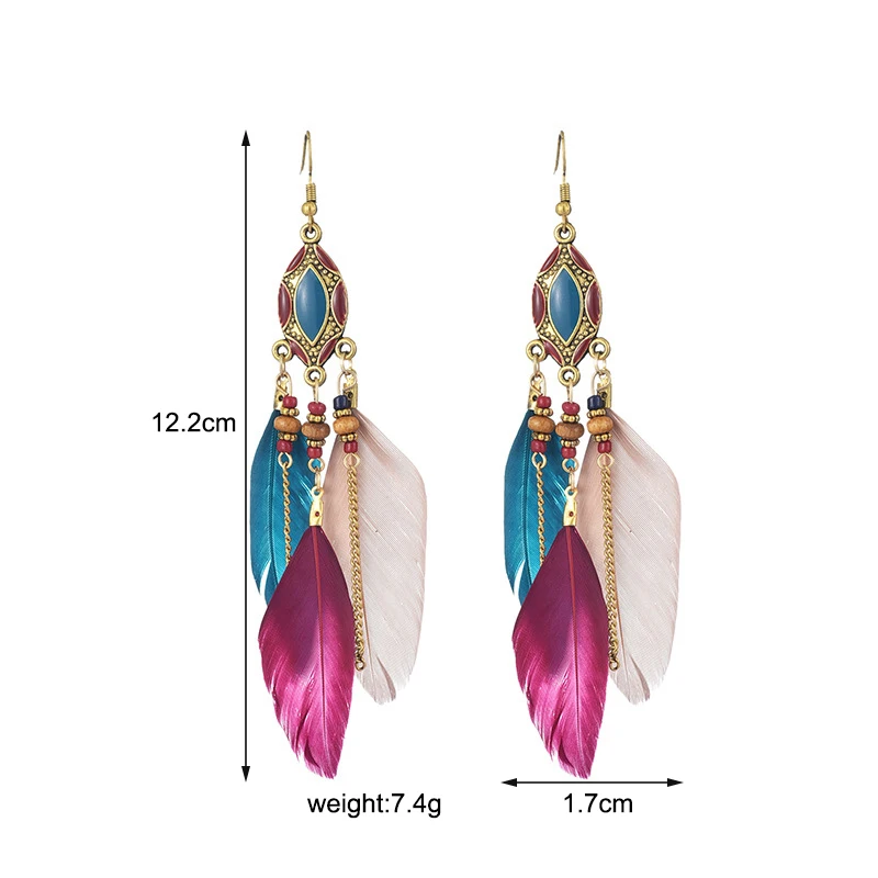 Богемные длинные серьги-кисточки для женщин деревянные бусины эмаль бохо