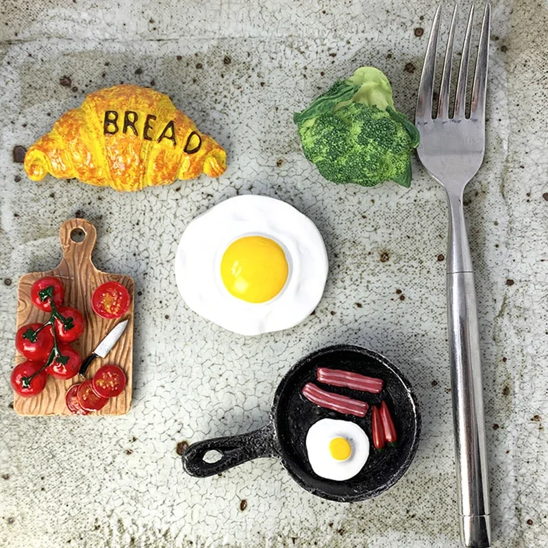 

Imitation Food Refrigerator Paste 3D Egg Bread Children Early Education Magnet Fridge Magnet Paste Message Stick Home Decoration