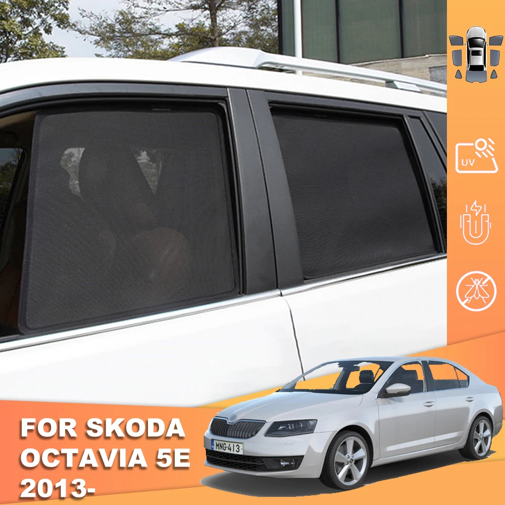 

Магнитный автомобильный солнцезащитный козырек для Skoda Octavia 5E 2014-2019, сетчатая рамка для переднего лобового стекла, занавеска для детской зад...