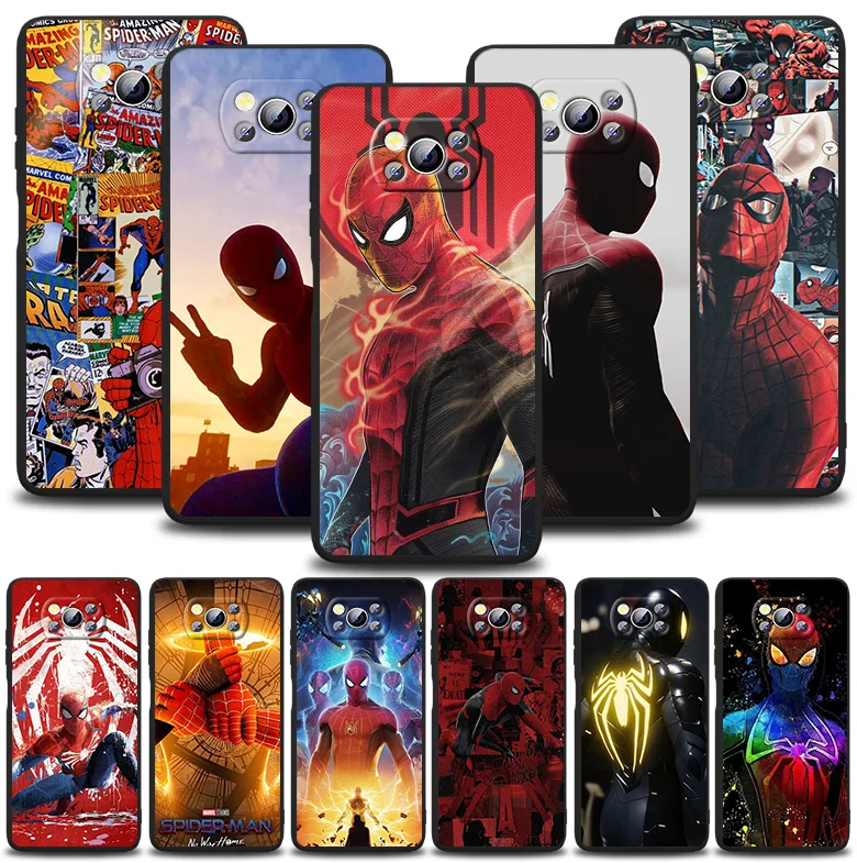 

Marvel cool spiderman For Xiaomi POCO F1 F2 F3 X2 X3 GT M2 M3 M4 Pro NFC C3 Civi Mi Play Black Soft Silicone Phone Case Capa