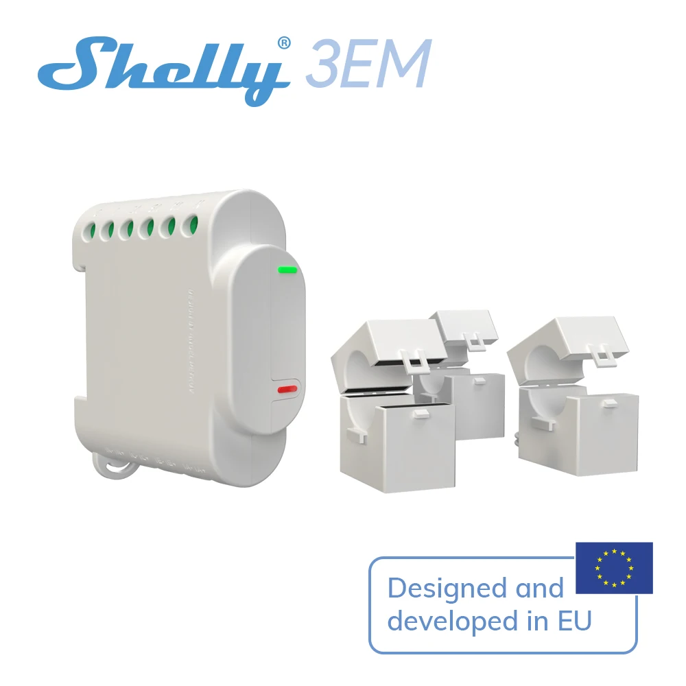 3-фазный счетчик энергии Shelly 3EM с Wi-Fi, контролем контактора, монитором потребления, бытовая техника, электрическая цепь, офис