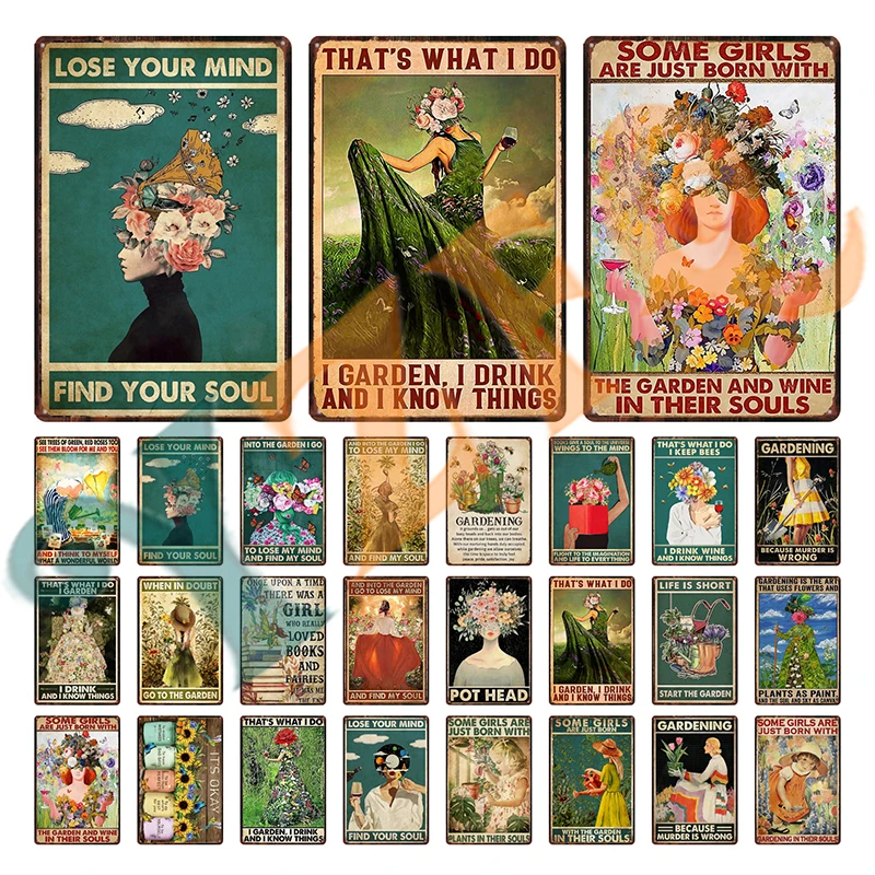 [Yzfq] Садовый цветок, металлический жестяной знак Sabby-Chi, винтажное использование для магазина, дома, гостиной, комнатного и уличного декора, домашний декор 8x12 дюймов