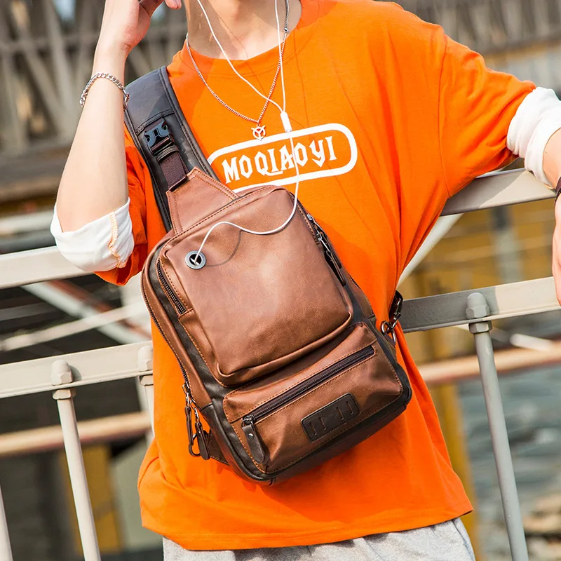 New Korean Version Trendy Men's Bag Casual Shoulder Messenger Bag Outdoor Sports Large-capacity Chest Bag