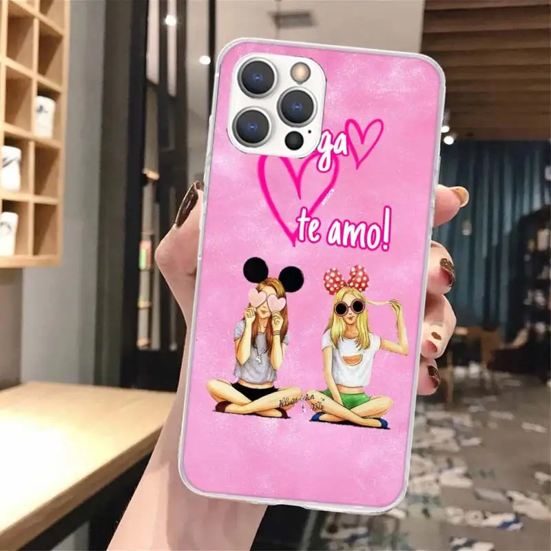 Чехол для телефона с рисунком девочек Best Friends Forever BFF мягкий чехол iPhone 13 12 Mini 11 Pro Max X