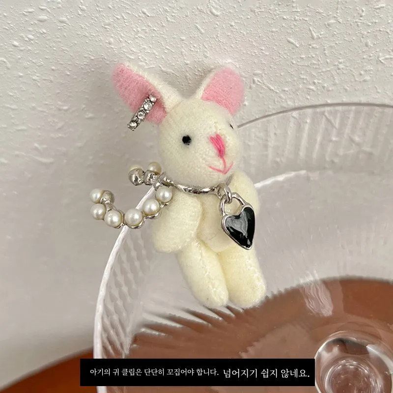 Модный зажим для ушей женский дизайн милый плюшевый кролик безболезненный без