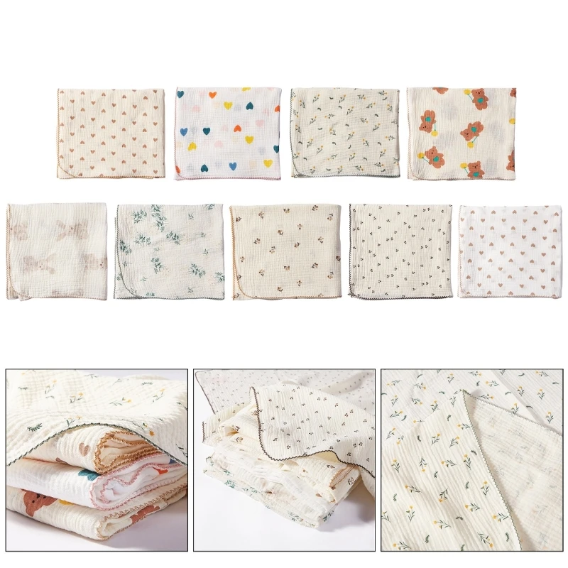 

Cotton Swaddles Blanket with Floral Print for Newborns and Infants Breathable Muslin Diaper Wrap Towel Stroller Cover