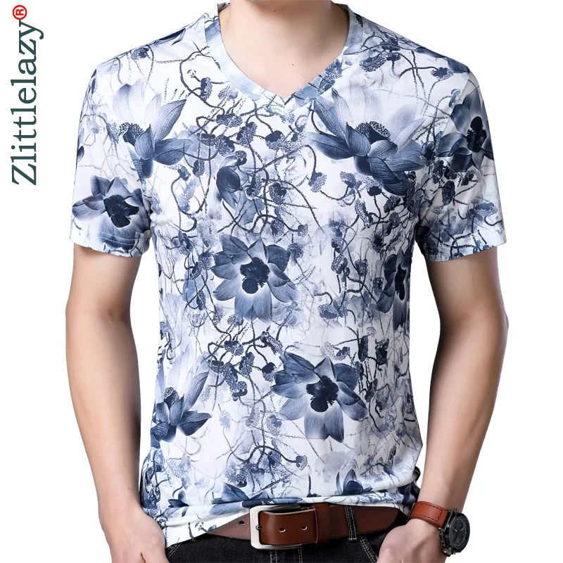 

2020 Short Sleeve Flower Hawaii T Shirt Men Fitness Clothing Tshirt Summer Mens Top T-shirt Tops Male Tee Shirts Clothes 2181