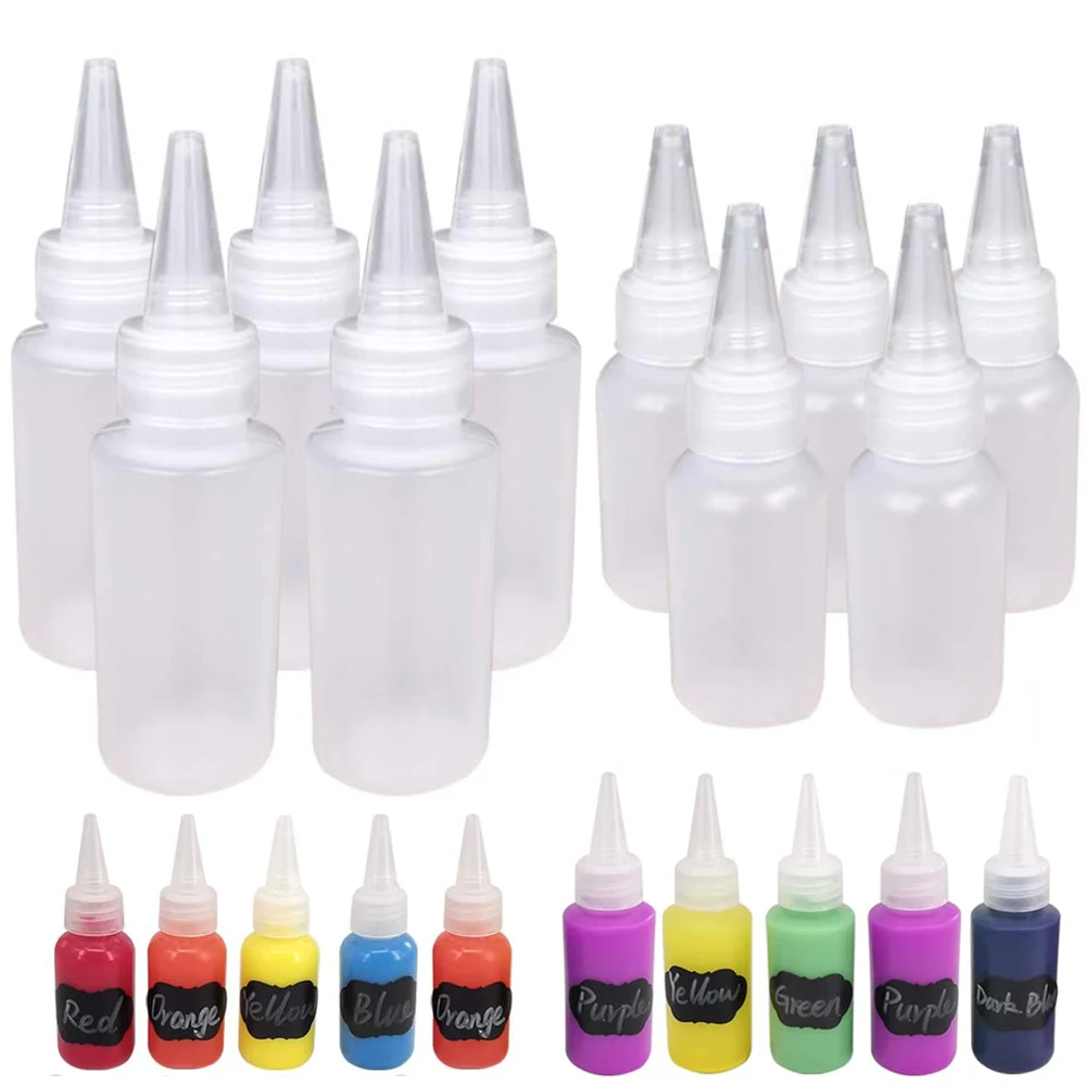 

Liquid Dispenser with Screw-On Lids PET Plastic Pigment Container Oil Dropper Bottles Refillable Bottles Glue Bottles